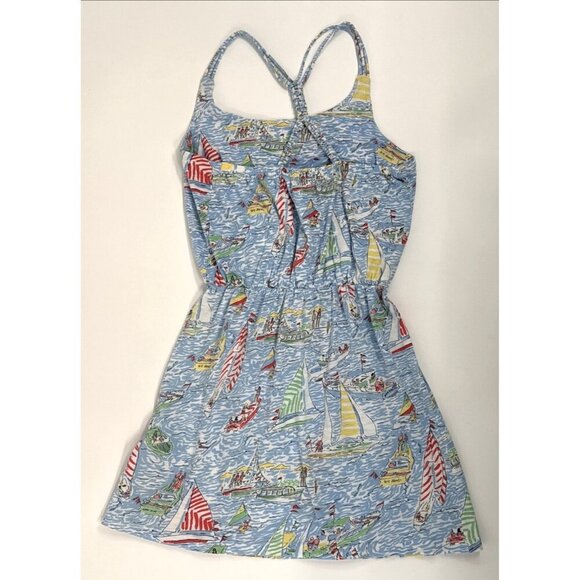 Lilly Pulitzer Dress Sundress Womens Small Blue Regatta Sailboats Nautical Beach - Picture 3 of 11
